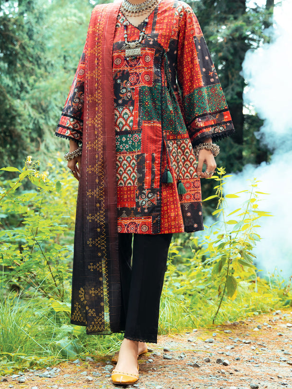 Red Cambric 3Pc Stitched - AWP-3PS-547