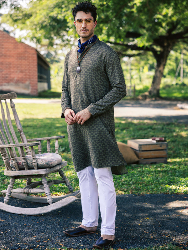 Green Cotton Kurta - AL-K-1181