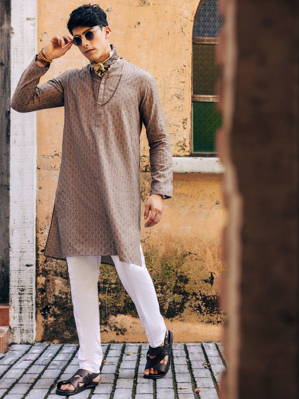 Light Brown Cotton Kurta - AL-K-1180