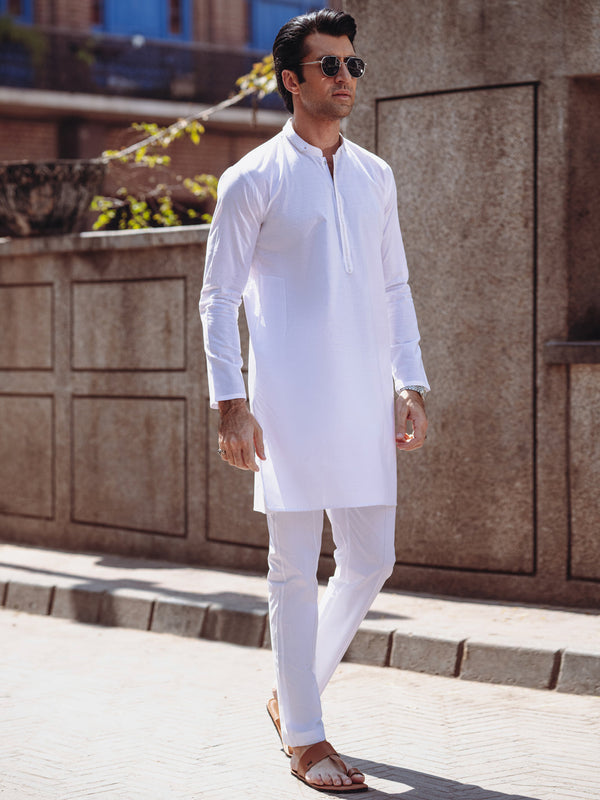 White Cotton Kurta - AL-K-1264A