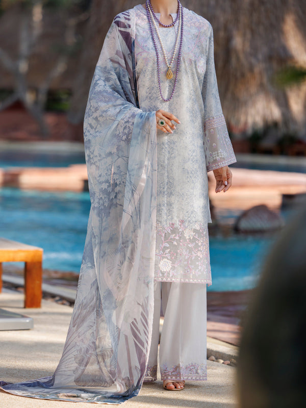 Sky Blue Lawn 3Pc Unstitched - ALP-3PS-1991