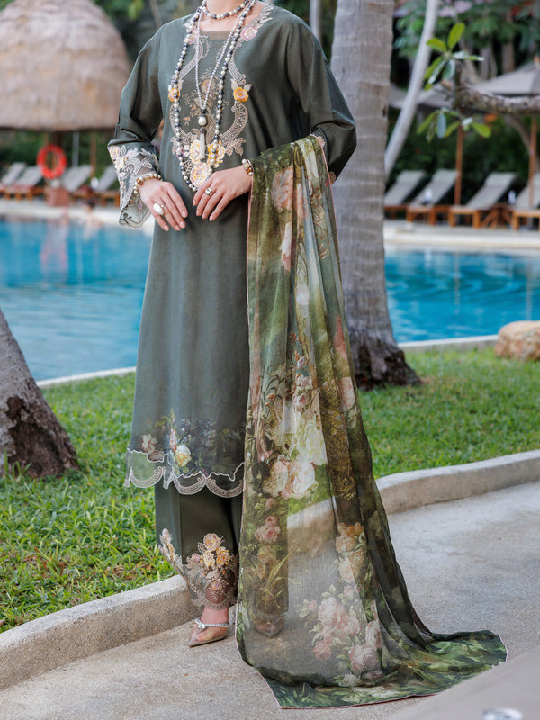 Mehndi Green Lawn 3Pc Unstitched - ALP-3PS-1993