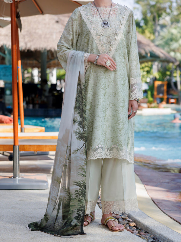 Pistachio Green Lawn 3Pc Unstitched - ALP-3PS-1994