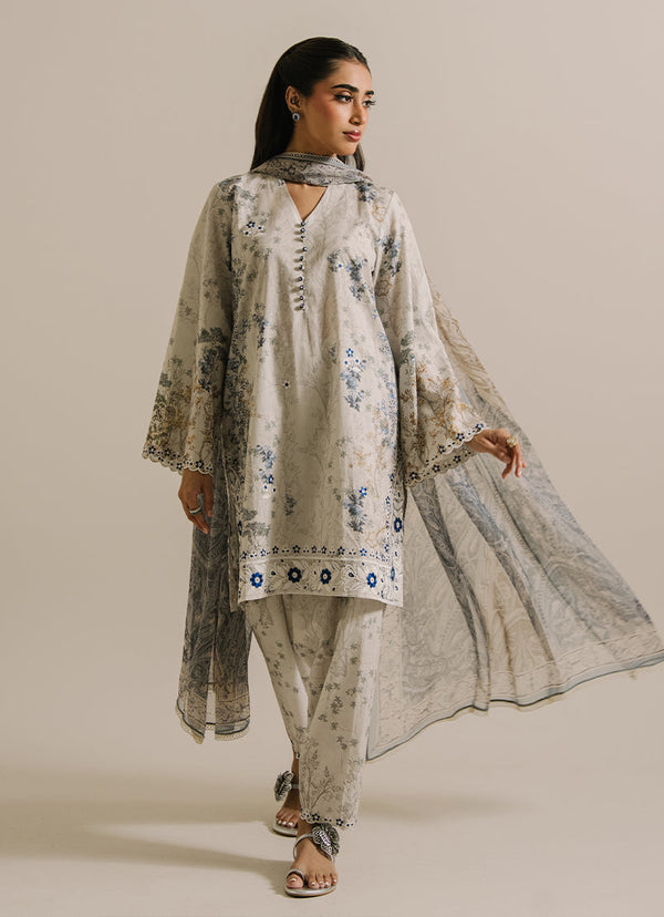 3 PC Printed Embroidered Suit