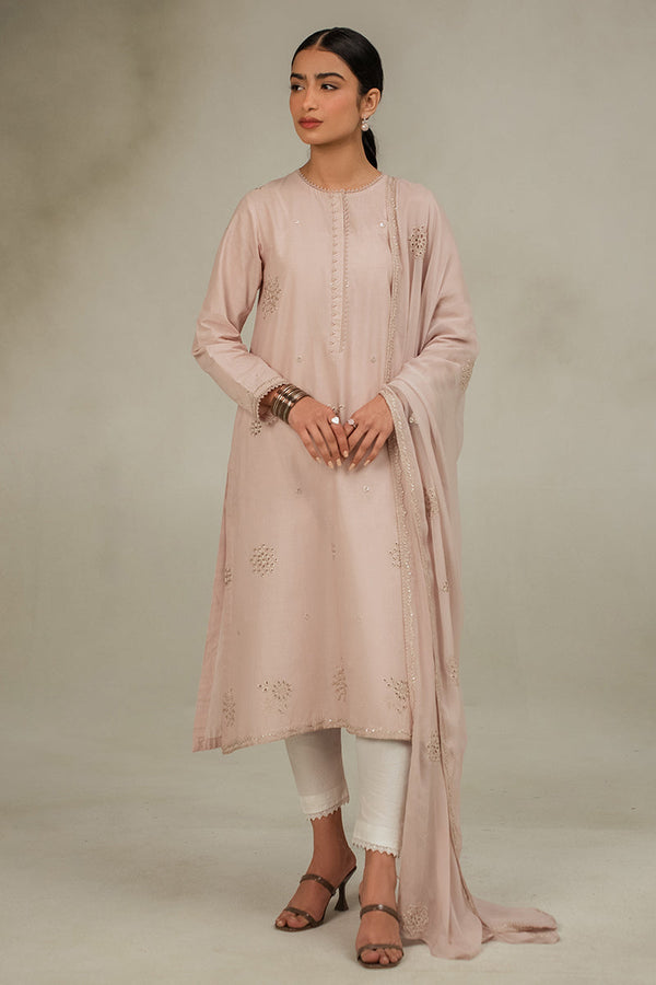 ECRU FAWN-2PC (SHIRT & DUPATTA)
