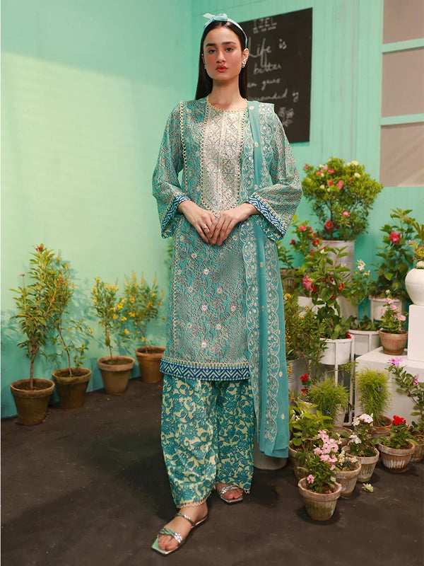 3PC STITCHED LAWN EMBROIDERED SUIT
