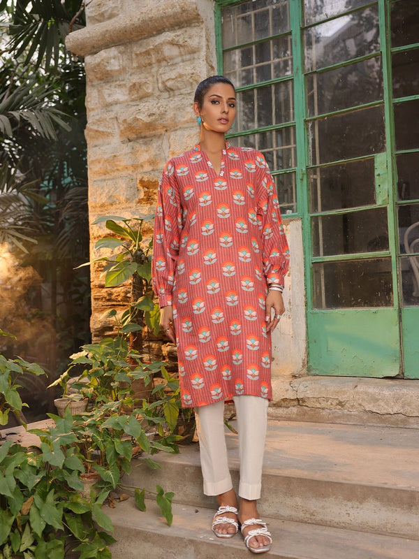 1PC - Stitched Basic Printed Khaddar Shirt