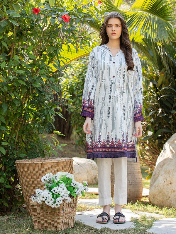 1PC Stitched Basic Printed Cotton Silk Shirt