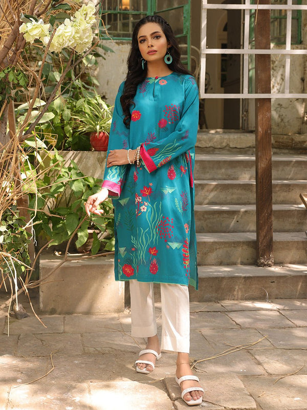 1PC - Stitched Basic Printed Cotton Silk Shirt