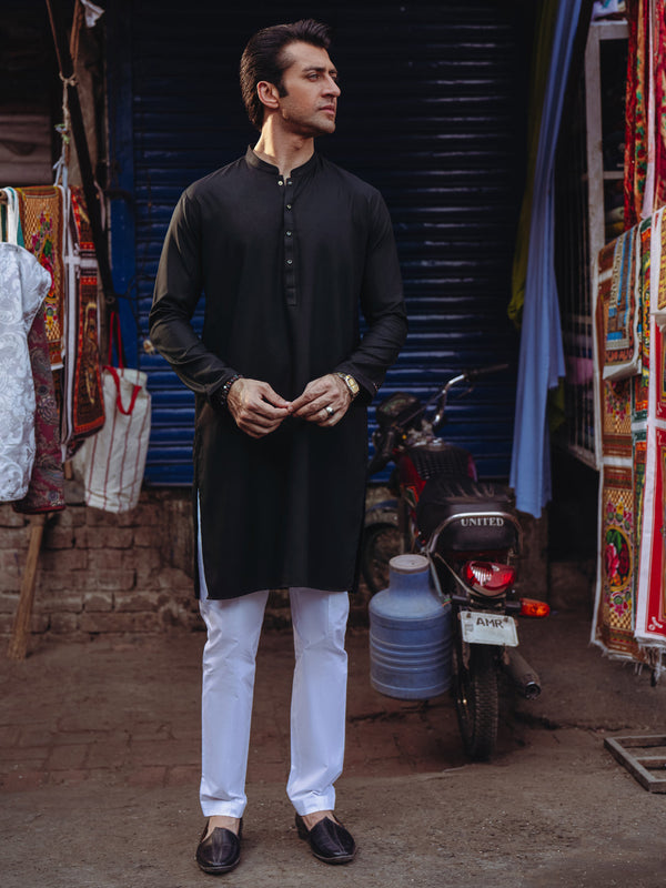 Black Blended Kurta - ALET-K-2004