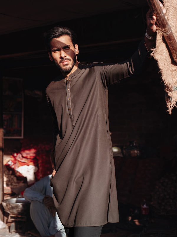 Brown Blended Kurta - ALET-K-2005