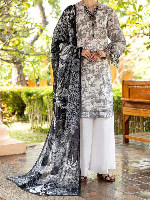 Light Grey Lawn 3Pc Unstitched - ALP-3PS-2009