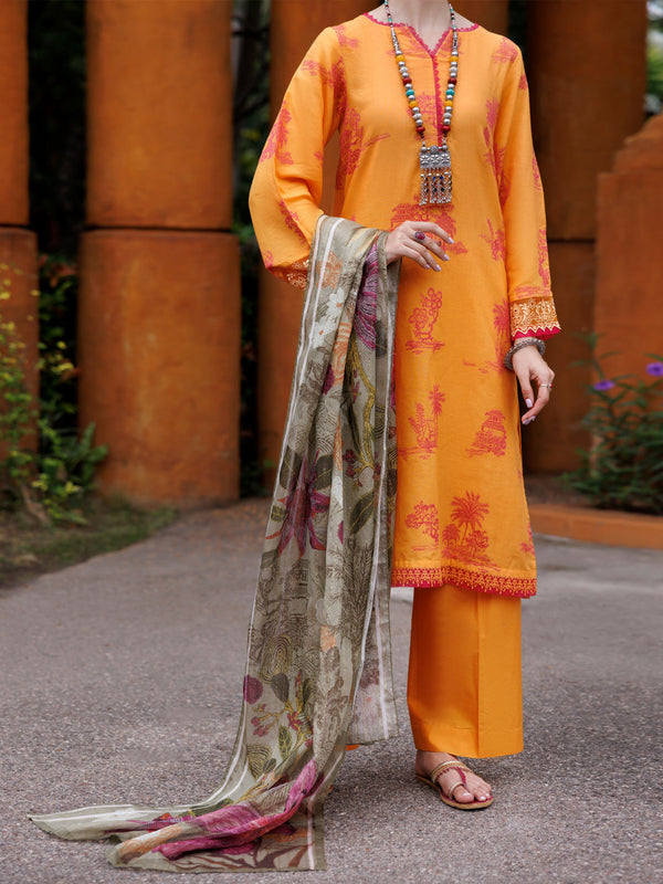 Mustard Jacquard 3Pc Unstitched - ALP-3PS-2012