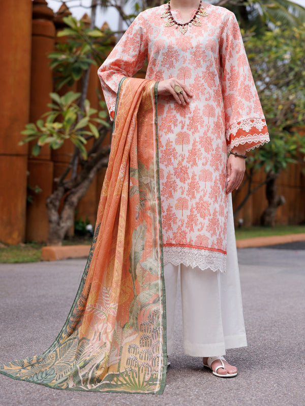 Peach Jacquard 3Pc Unstitched - ALP-3PS-2013