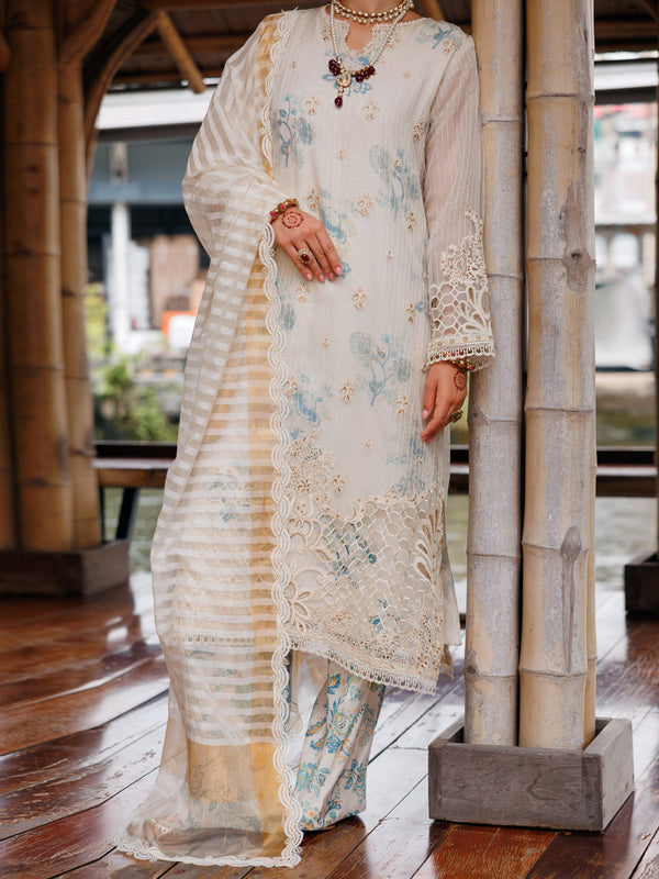 Cream Organza 3Pc Unstitched - ALP-3PS-2029