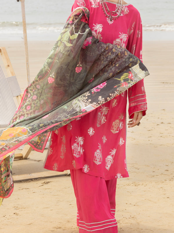 Pink Viscose 3Pc Unstitched - ALP-3PS-2044