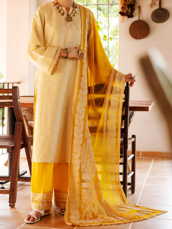 Lemon Square Dobby 3Pc Unstitched - ALP-3PS-2047