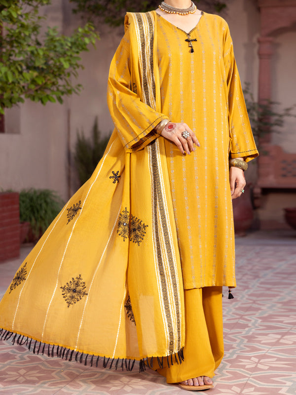 Orange Cotton Dobby 3Pc Unstitched - ALP-3PS-2132