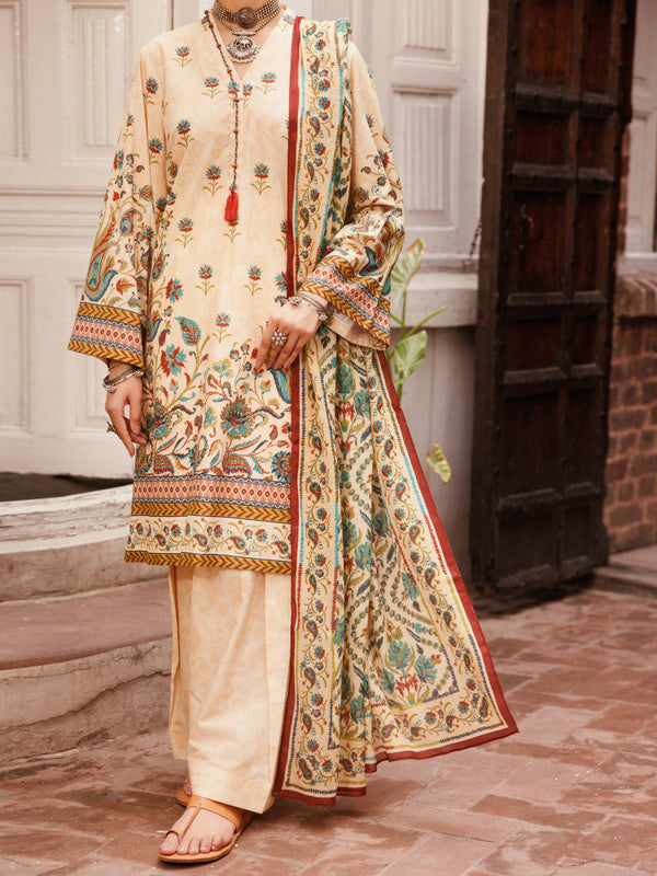 Beige Cambric 3Pc Stitched - ALP-3PS-2135