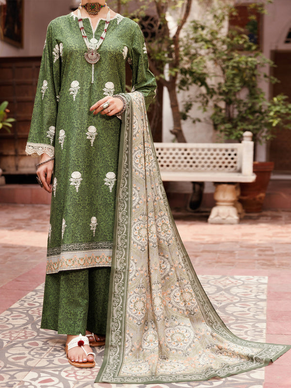 Green Cambric 3Pc Stitched - ALP-3PS-2145