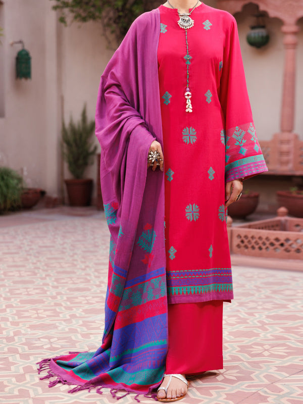 Fuchsia Yarn Dyed 3Pc Unstitched - ALP-3PS-2153