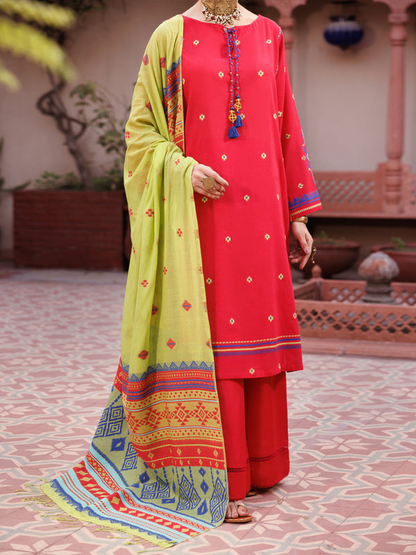 Red Yarn Dyed 3Pc Stitched - ALP-3PS-2154