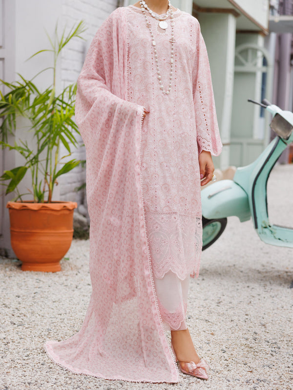 Light Pink Schiffli Lawn 3Pc Unstitched - ALP-3PS-2188