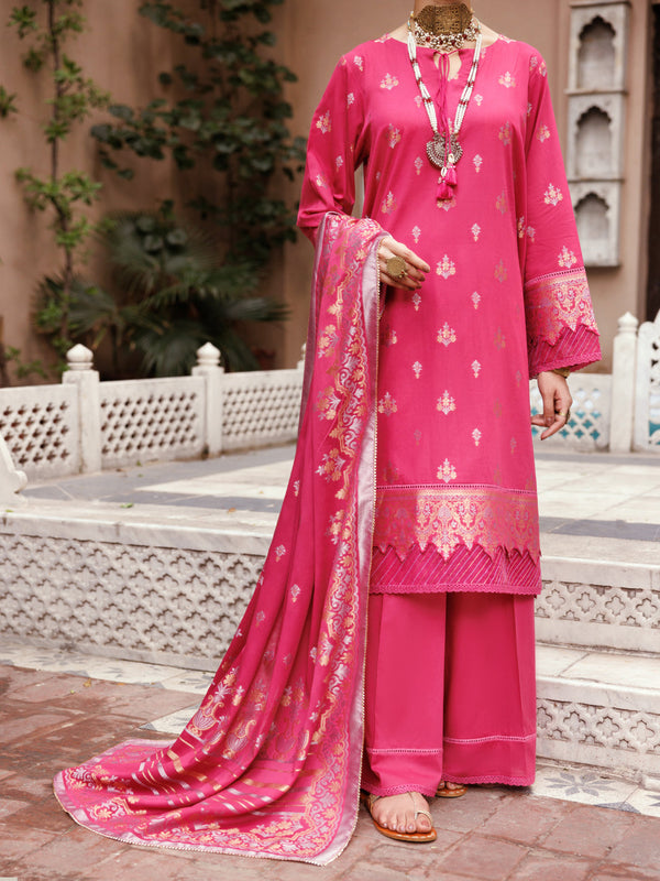 Fuchsia Viscose Jacquard 3Pc Unstitched - ALP-3PS-2228