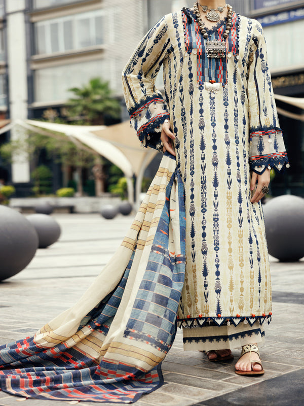 Teal Cambric 2Pc Unstitched - ALP-2PS-SLKD-UN-2266