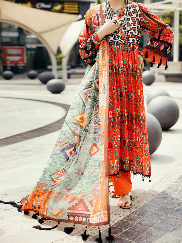 Orange Cambric 2Pc Unstitched - ALP-2PS-SLKD-UN-2268