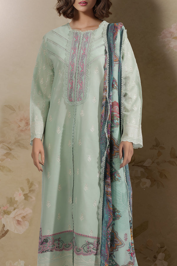 Unstitched  Embroidered Cambric 2 Piece (Shirt/Dupatta)