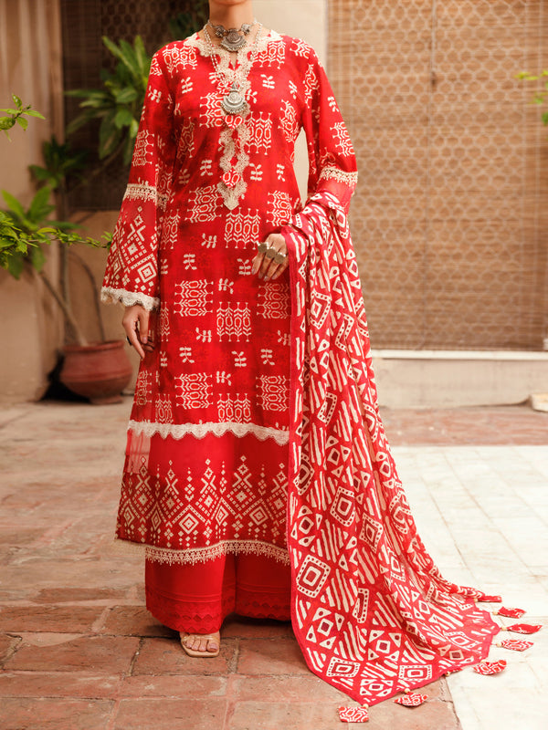 Red Lawn 3Pc Unstitched - ALP-3PS-2280