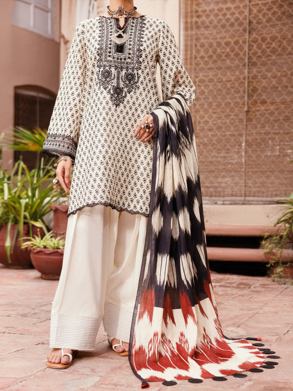 Black & White Lawn 3Pc Unstitched - ALP-3PS-2283