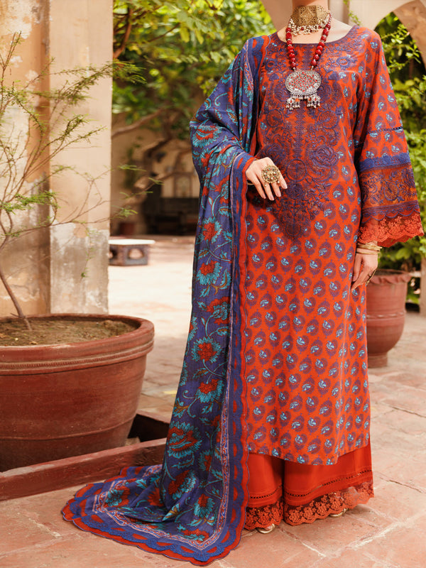 Maroon Lawn 3Pc Unstitched - ALP-3PS-2284