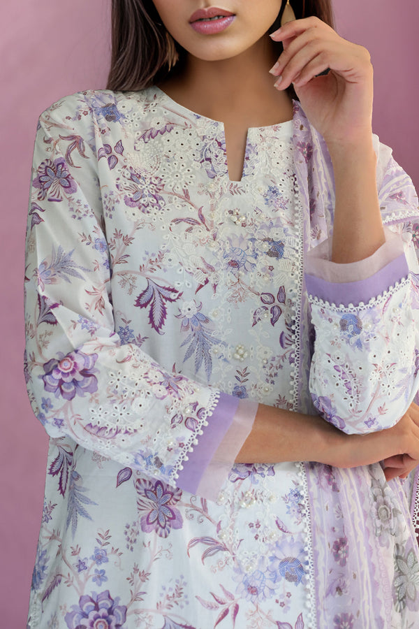 Unstitched Printed Cotton Filament  Embroidered 2 Piece (Shirt/Dupatta)