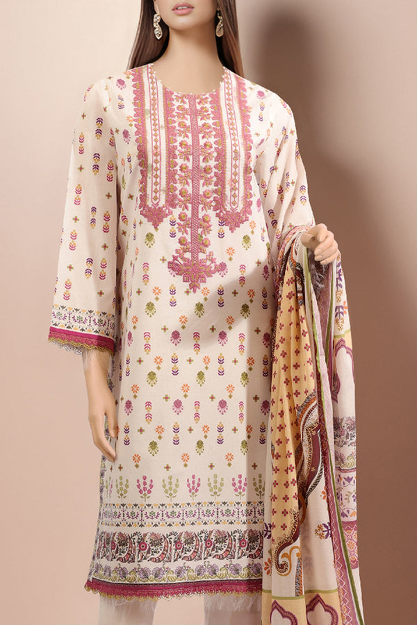 Unstitched Embroidered Cotton Filament 2 Piece (Shirt/Dupatta)