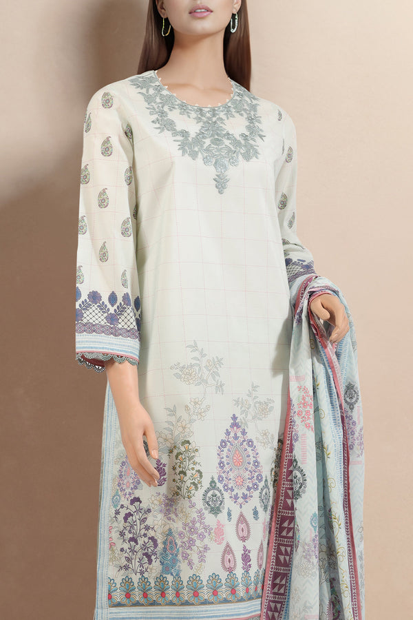 Unstitched Embroidered Cotton Filament 3 Piece