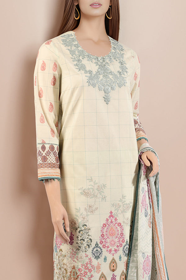 Unstitched Embroidered Cotton Filament 3 Piece
