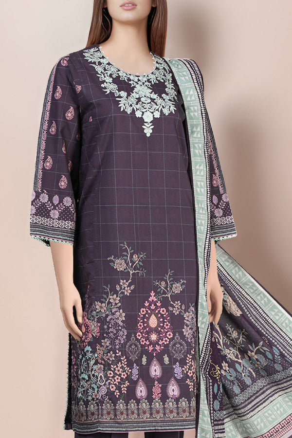 Unstitched Embroidered Cotton Filament 3 Piece