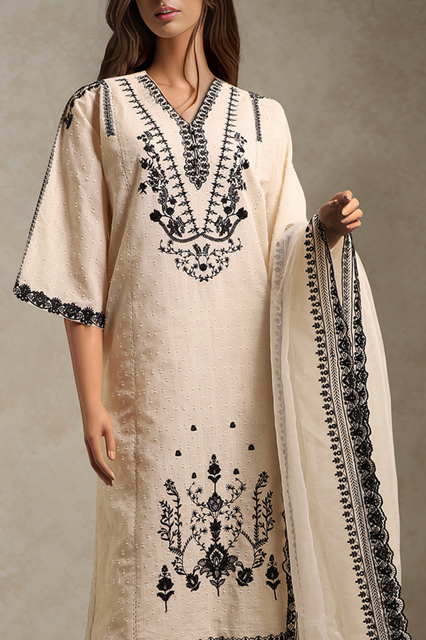 Unstitched Embroidered Self Jacquard 3 Piece