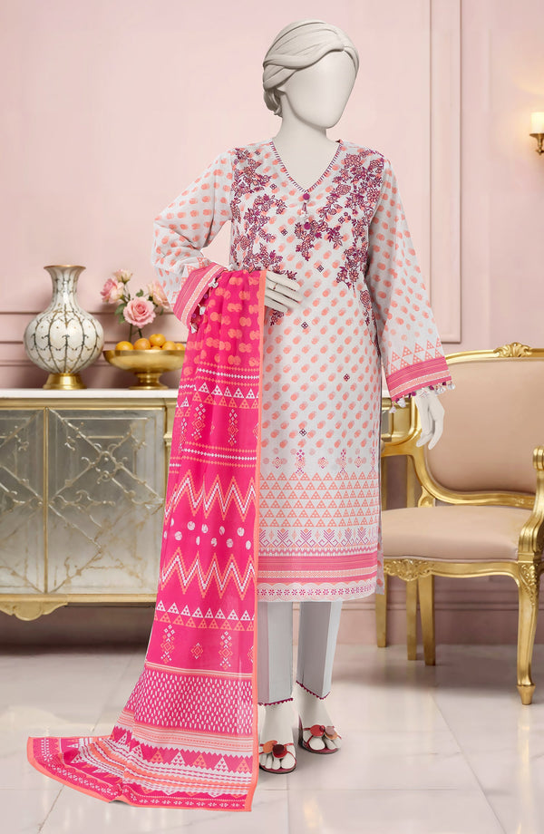 EMBROIDERED PRINTED LAWN 3PCS UNSTITCHED