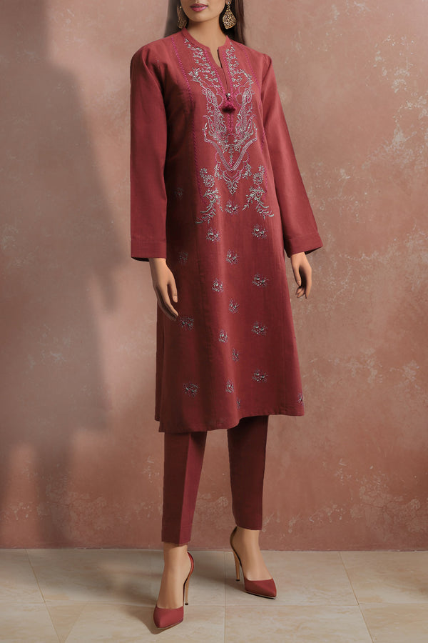 Unstitched Solid Embroidered Cross Hatch Shirt