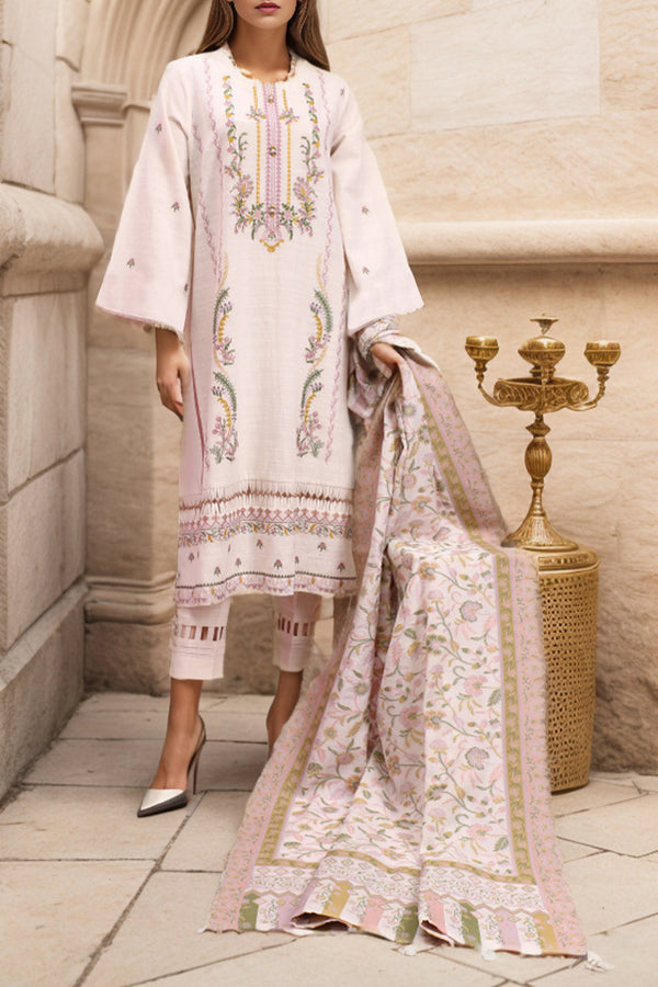 Unstitched Embroidered Khaddar 2 Piece (Shirt/Dupatta)
