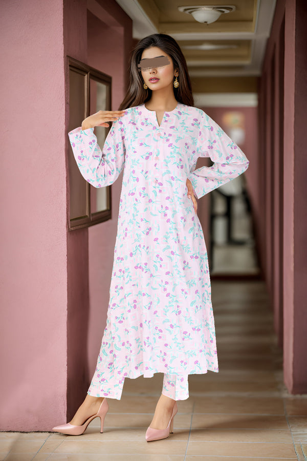 Unstitched Printed Smooth Flow 2 Piece (Shirt/Trouser)