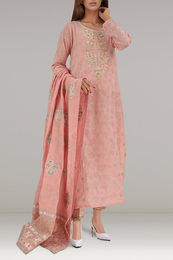 Unstitched Embroidered Jacquard Cotton Shirt