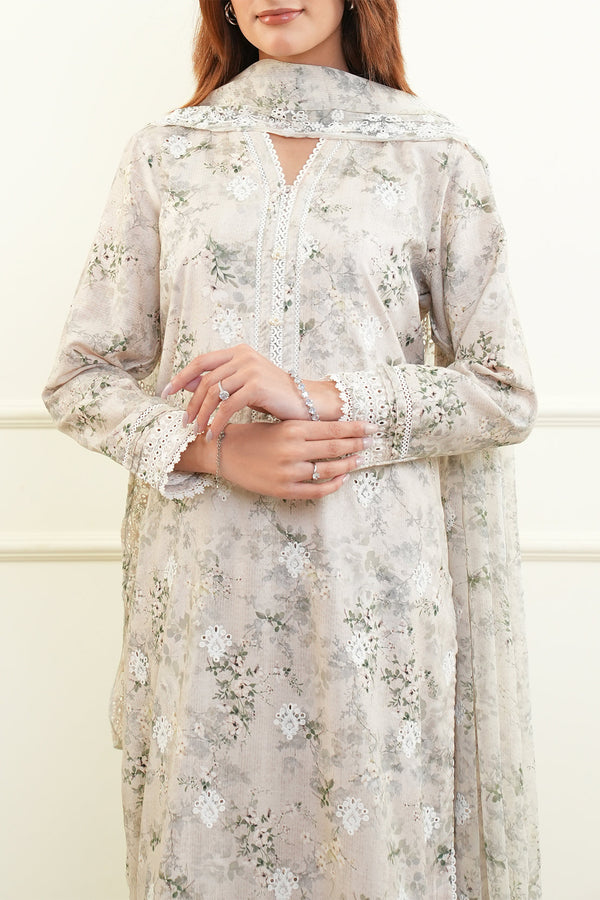 Unstitched Embroidered Self Jacquard 2 Piece (Shirt/Trouser)