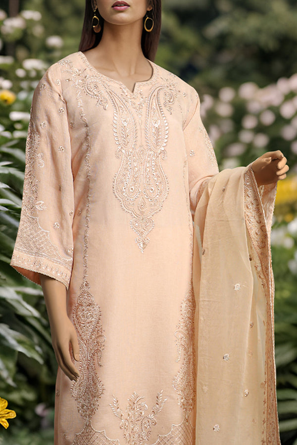 Unstitched Embroidered Cotton 3 Piece