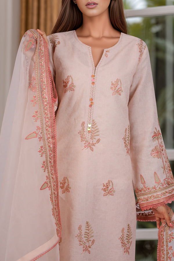 Unstitched Embroidered Self Jacquard 3 Piece With Chiffon Dupatta