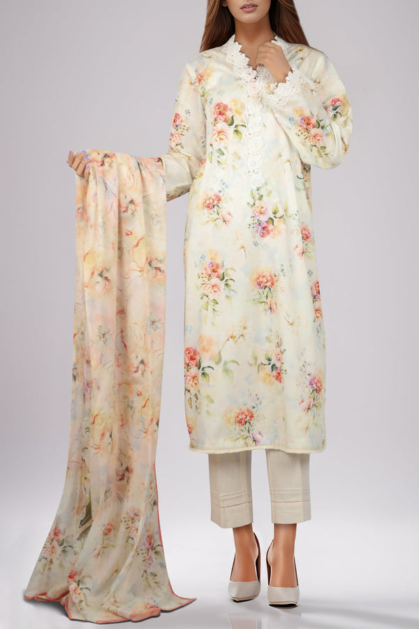 Unstitched Self Jacquard 3 Piece With Chiffon Dupatta