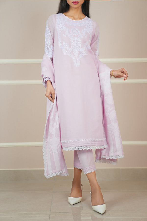 Unstitched Embroidered Cotton Net 3 Piece
